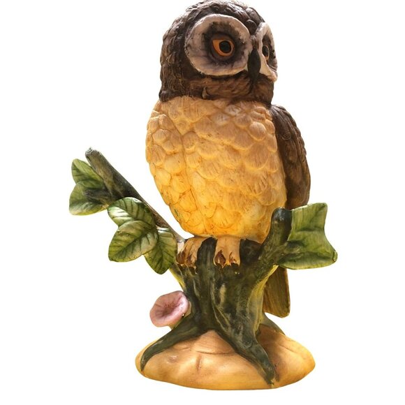Vintage UCG Taiwan Owl Figurine On Tree Branch - Picture 1 of 11